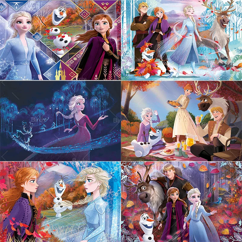 

Frozen Elsa Anna Olaf Maple Forest Outing Disney Puzzles 300 500 1000Pcs Art Paper Jigsaw For Girls Kids Teen Friend Gifts Toy