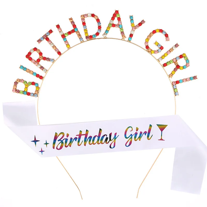 

New Alloy Crystal Letter Birthday Girl Hair Band Fashion Etiquette Belt Party Accessories