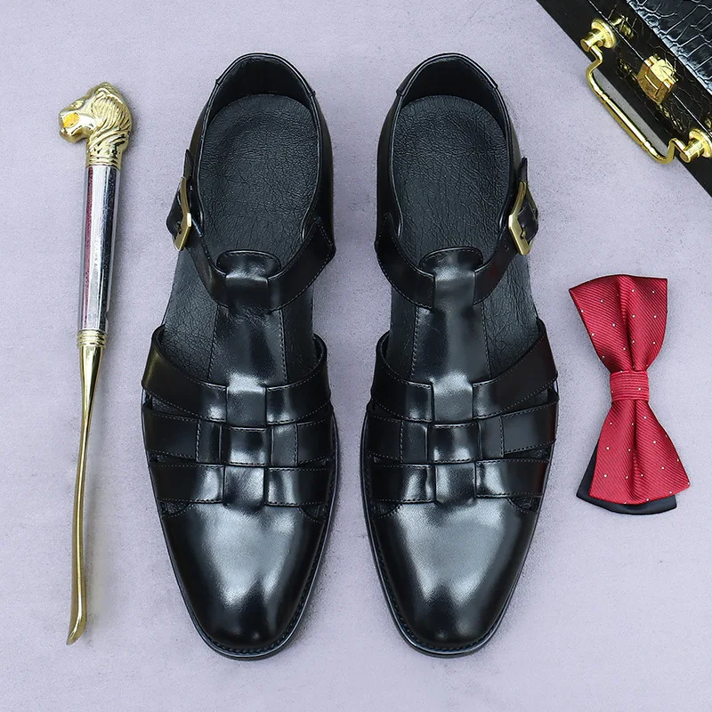 Сандалии в римском ретро-стиле мужские летние сандалии из натуральной кожи с