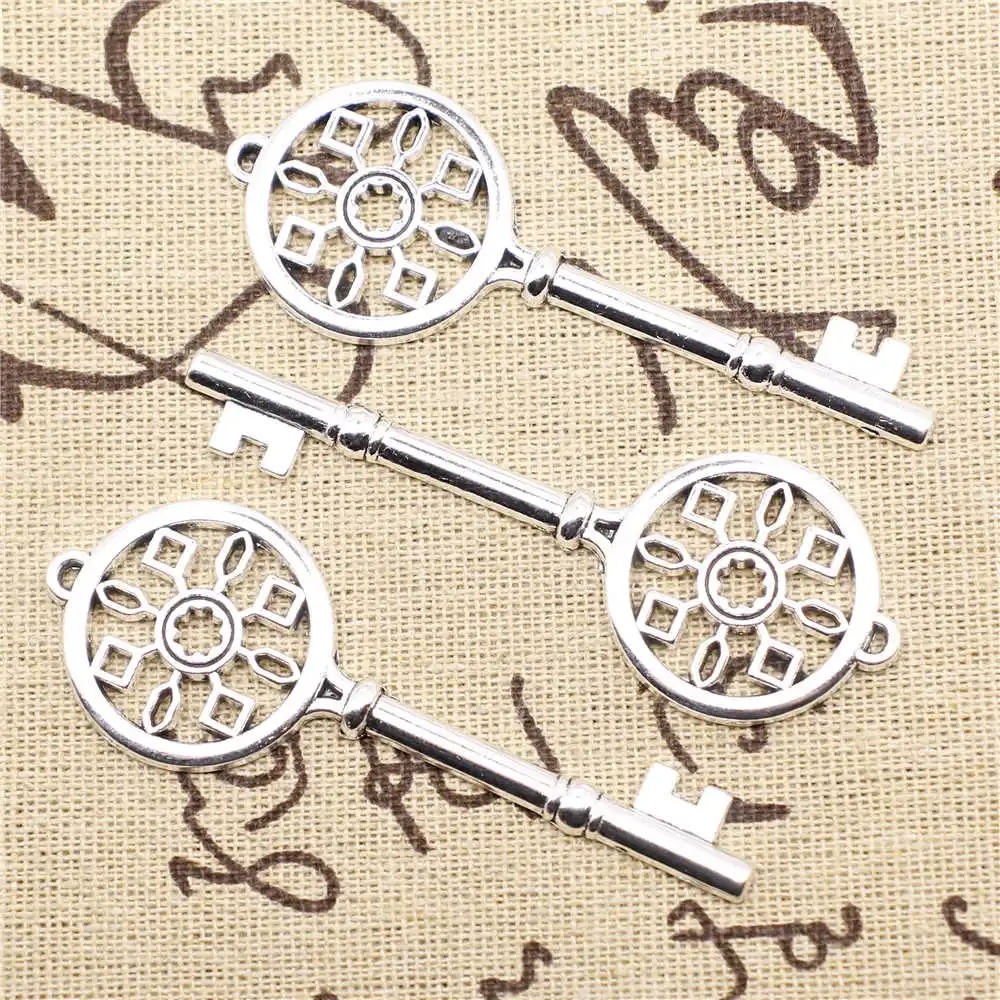 

Брелки для ключей в античном стиле, серебро, 25x70 мм, 2 шт.