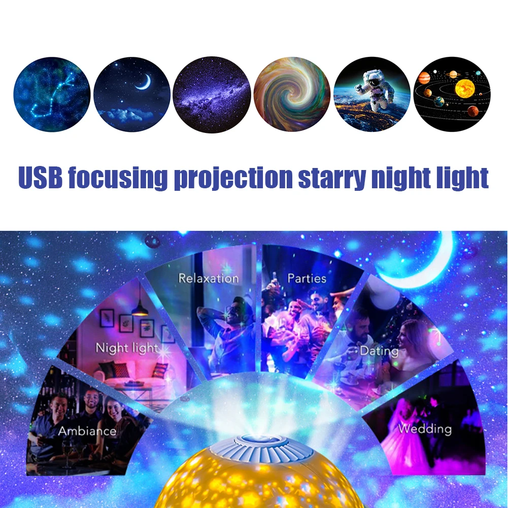 

Rotate Star Projector USB Night Bedroom Star Light Fixed Time Adjust Brightness Night Light Ceiling Projector Kids Room Decor