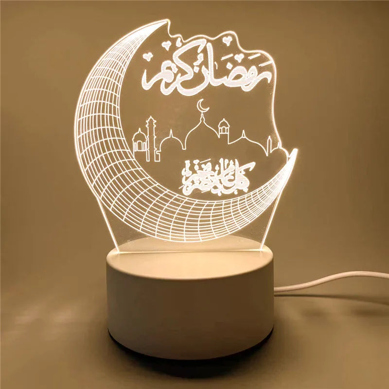 

EID Mubarak декоративная Ночная лампа с питанием от USB, светодиодный 3D ночник, мусульманское Рамадан, украшение для дома, детские подарки, декор д...