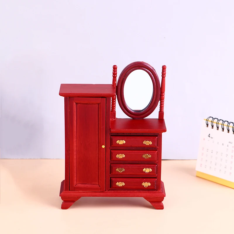 

1:12 Dollhouse Miniature Furniture Retro Red Wooden Cupboard Cabinet Dresser
