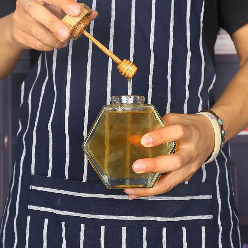 220 мл/380 мл прозрачная стеклянная шестиугольная банка для меда мини-маленькая