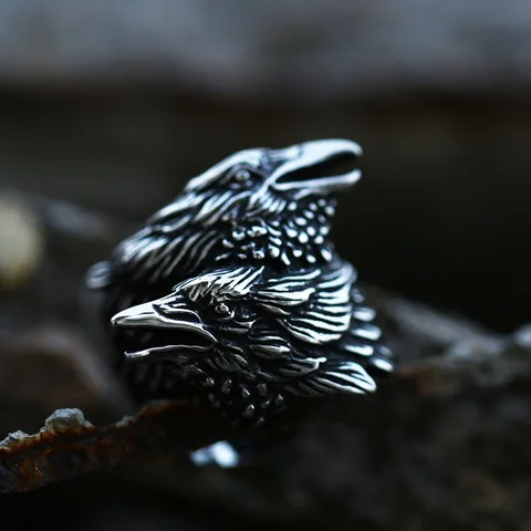 Мужское кольцо с воронами от BEIER, трехмерное кольцо в стиле викингов с переплетением в скандинавскую мифологию, мужские кольца в виде вороны Одина, ювелирные изделия, 2022
