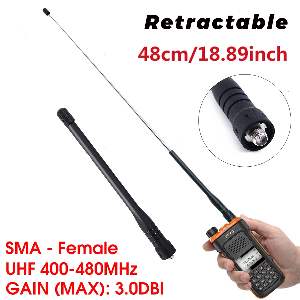

UV Dual Band Handheld Retractable Antenna 144/430MHz Dual NA771 SMA Female 10W For Baofeng UV5R UV-82 Universal Talkie