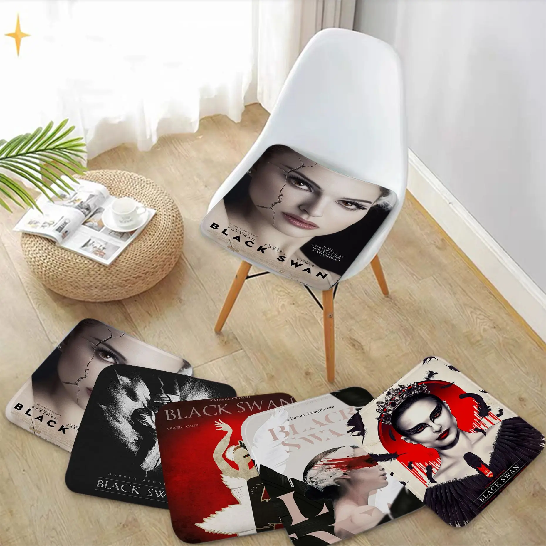 

Movie Black Swan Tie Rope Chair Cushion Soft Office Car Seat Comfort Breathable 45x45cm Sofa Cushion