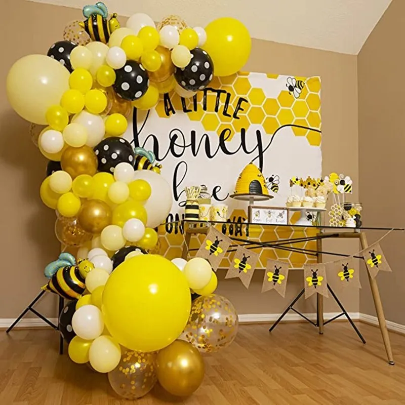 

119pcs Yellow Bee Balloon Garland Arch Kit Bumble Bee Balloons for Gender Reveal Party Supplies Birthday Baby Shower Decorations