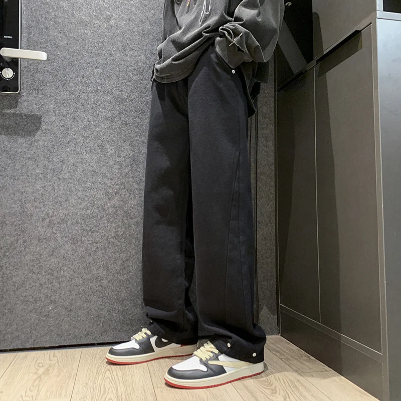 Green Coffee Black Baggy Jeans Men Fashion Retro Straight Jeans Men Japanese Streetwear Hip-hop Loose Denim Pants Mens Trousers