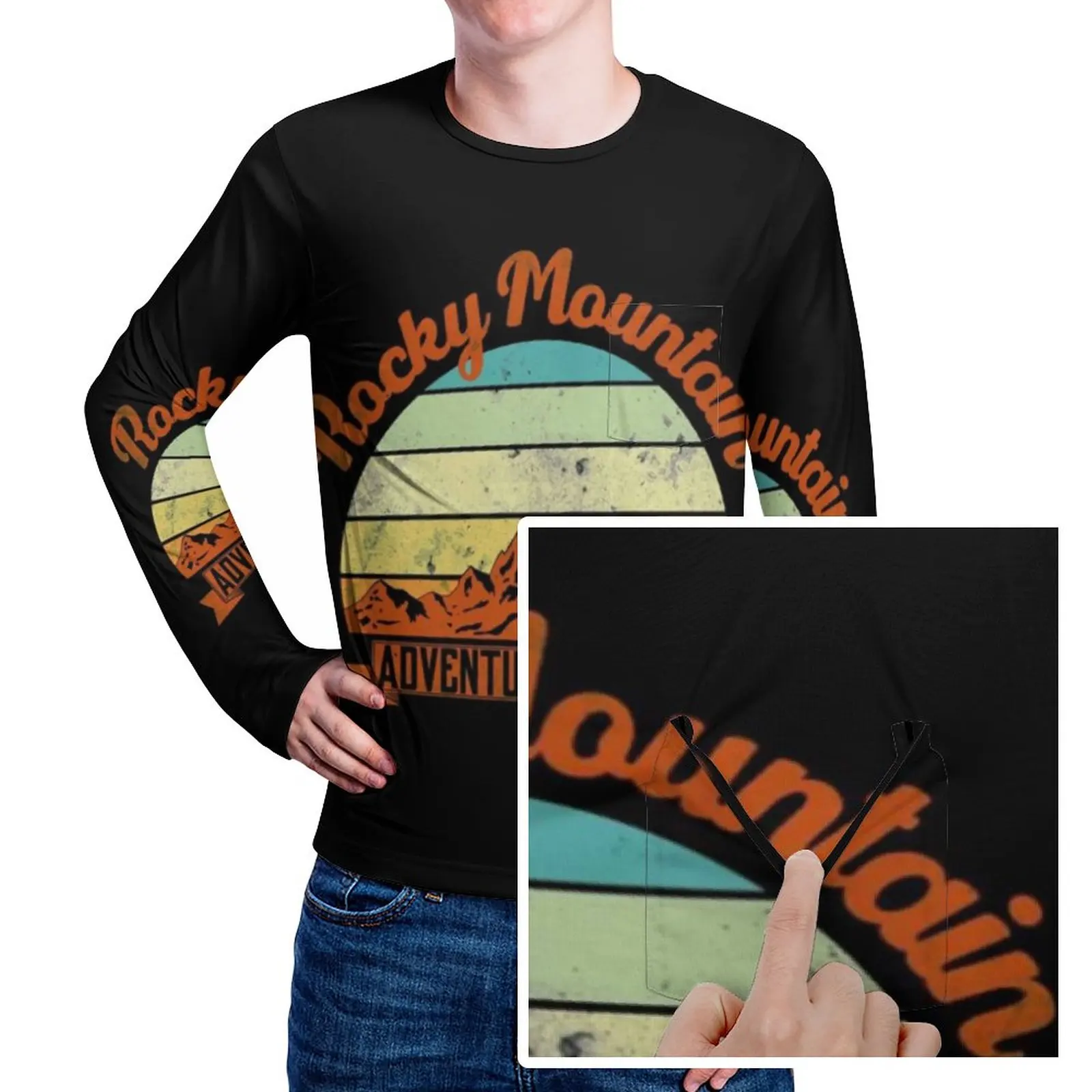 

Футболка с рисунком Рокки горы, весна, приключения ожидают семьи, кемпинг, папа, сын, классические футболки, Мужская винтажная графика