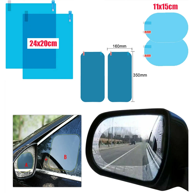 4/6Pcs Car Anti-rain Anti-Fog Anti-Scratch Clear Protective Membrane Car Rearview Mirror Film Stickers Auto Exterior Accessories
