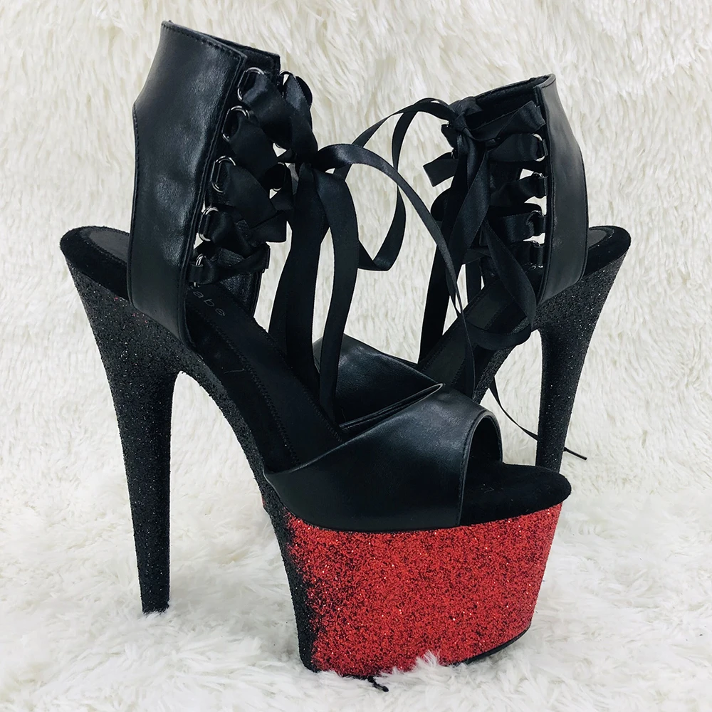 Leecabe 17CM/7Inch ankle lace up  upper sandals  sexy exotic  platform High Heels  Pole Dancing shoes