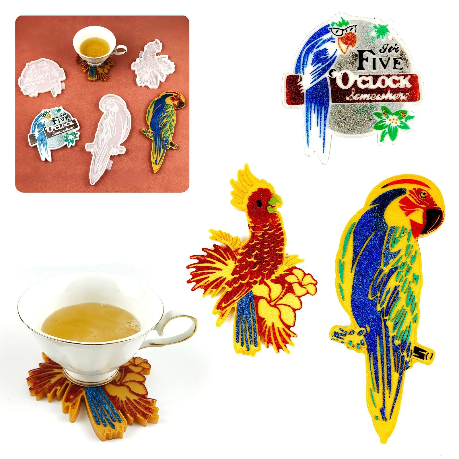 

Gorgeous Parrot Caoster Resin Molds DIY Epoxy Casting Cupmat Coaster Silicone Mold Office Bedroom Table Decoration