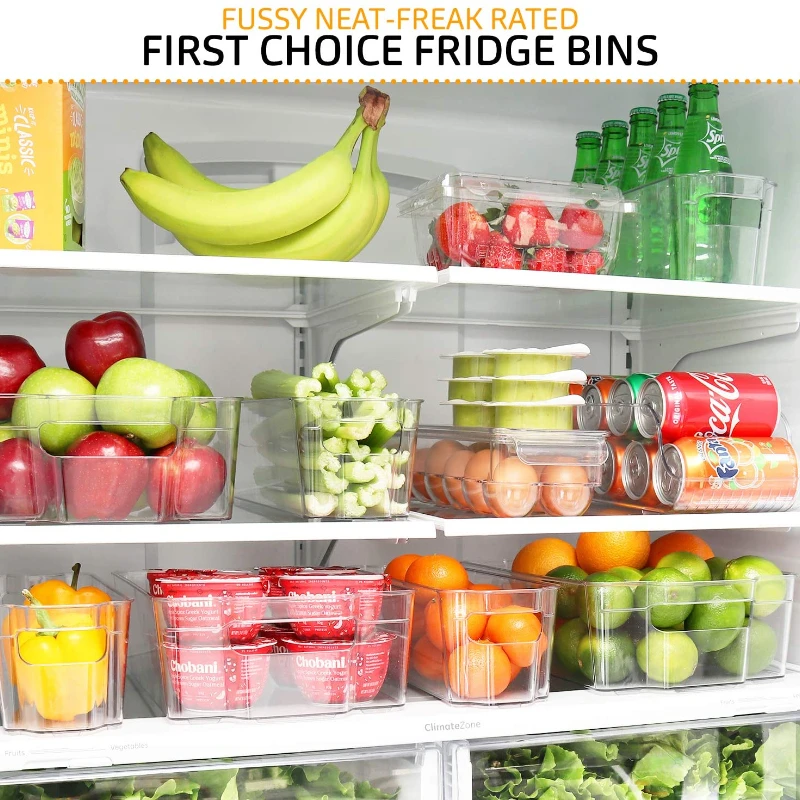 

Stackable Storage Fridge Bins - Refrigerator Organizer Bins for Fridge, Freezer, Pantry And Kitchen. Includes Bonus Magnetic Dry