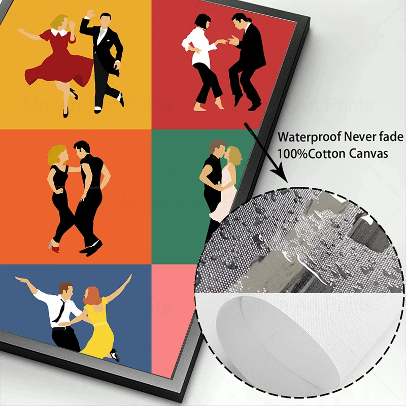 Абстрактная картина на холсте La Land Dancing Grease Movie Posters Prints Wall Pictures Funny Pulp Fiction