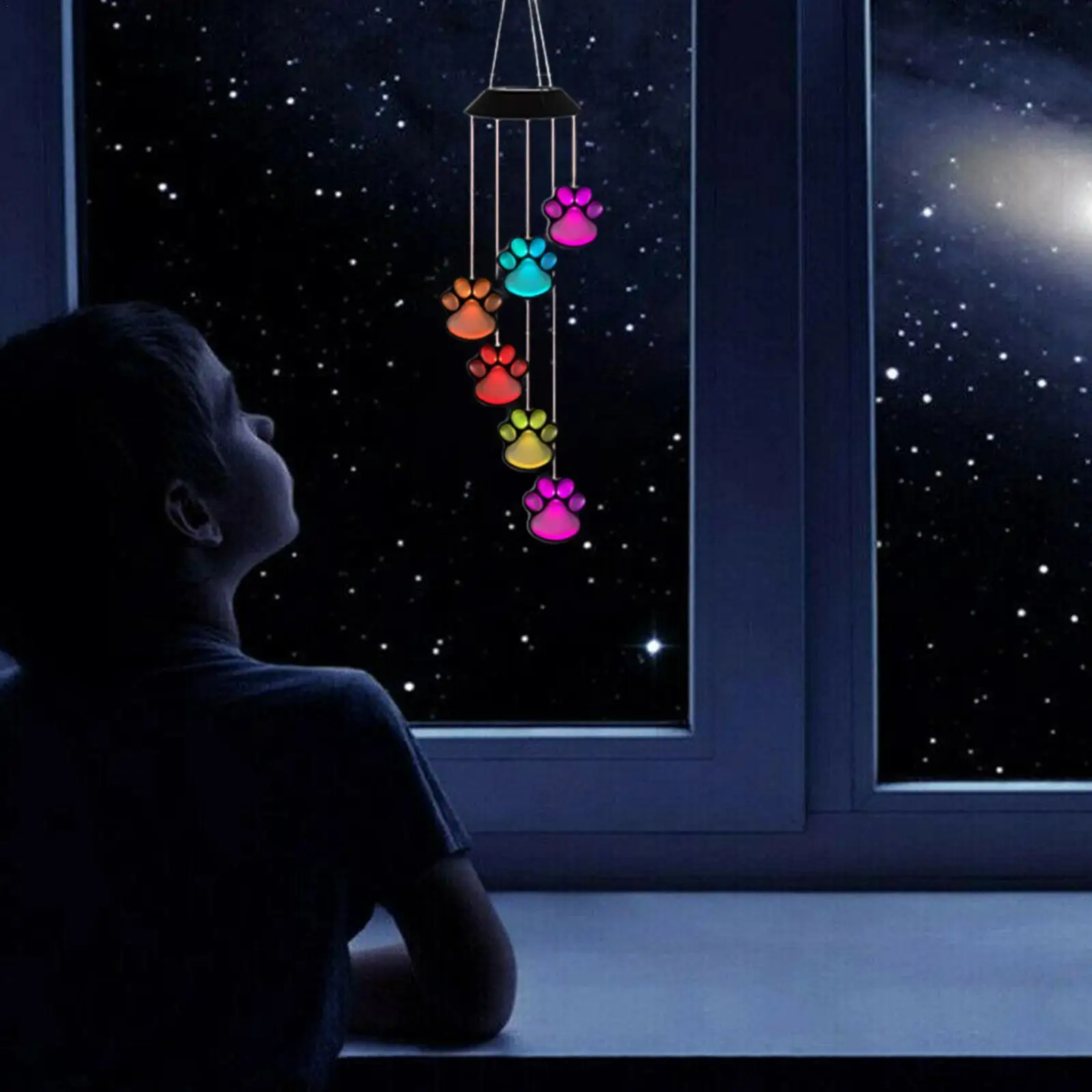 

Dog Paw Shape LED Solar Powered Wind Chime Light Outdoor Solar Light For Garden Decoration