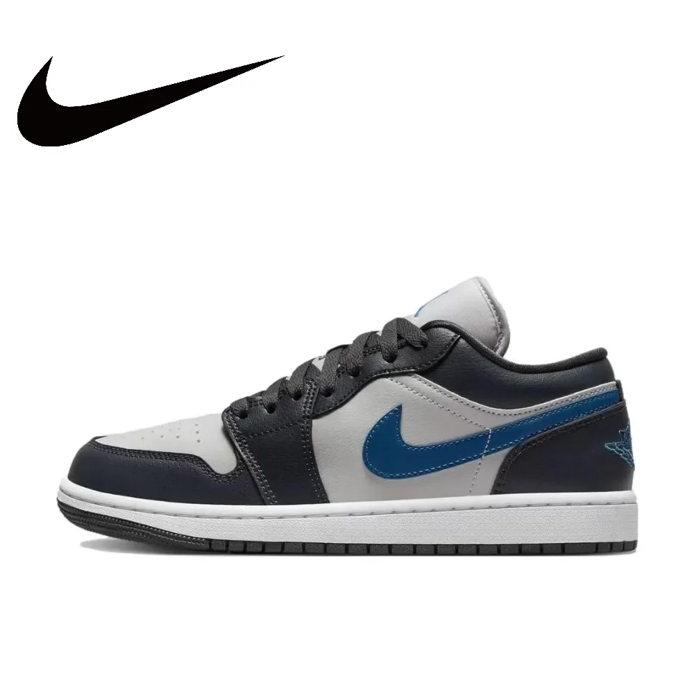 Мужские и женские баскетбольные кроссовки Nike Air Jordan 1 Low в стиле ретро черные серые