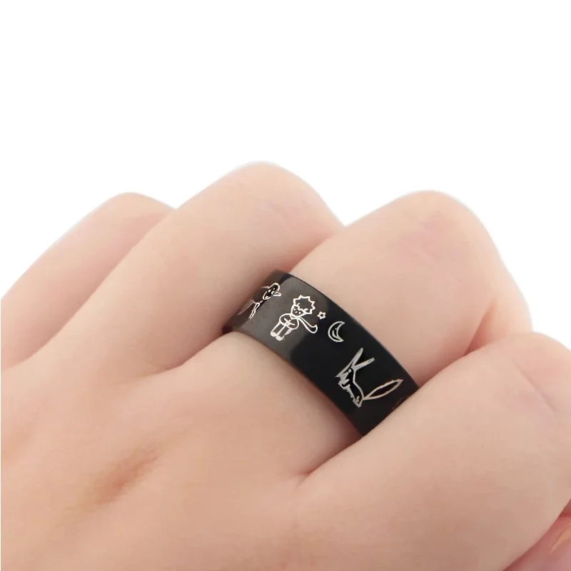 Stainless Steel Ring For Men Cartoon The Little Prince Fox Cosplay Finger Rings Fans Gift |