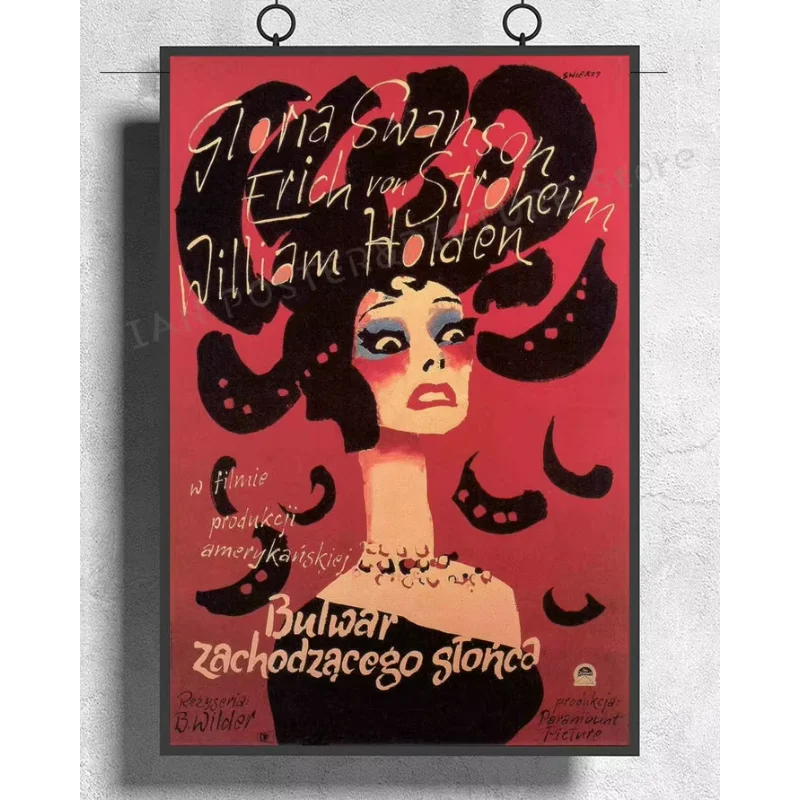 NJ474 SUNSET BLVD фильм 1950 Нуар РЕДКИЙ 02 стикер на стену шелковый плакат искусство
