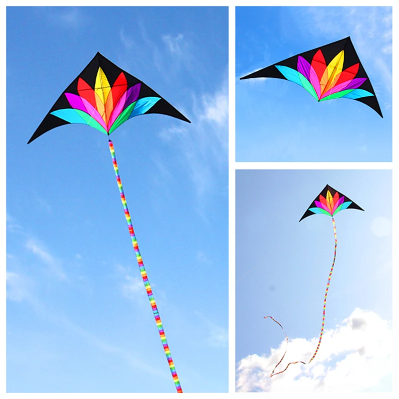 Бесплатная доставка большой Радужный воздушный змей 2 м с хвостом 10 летающая