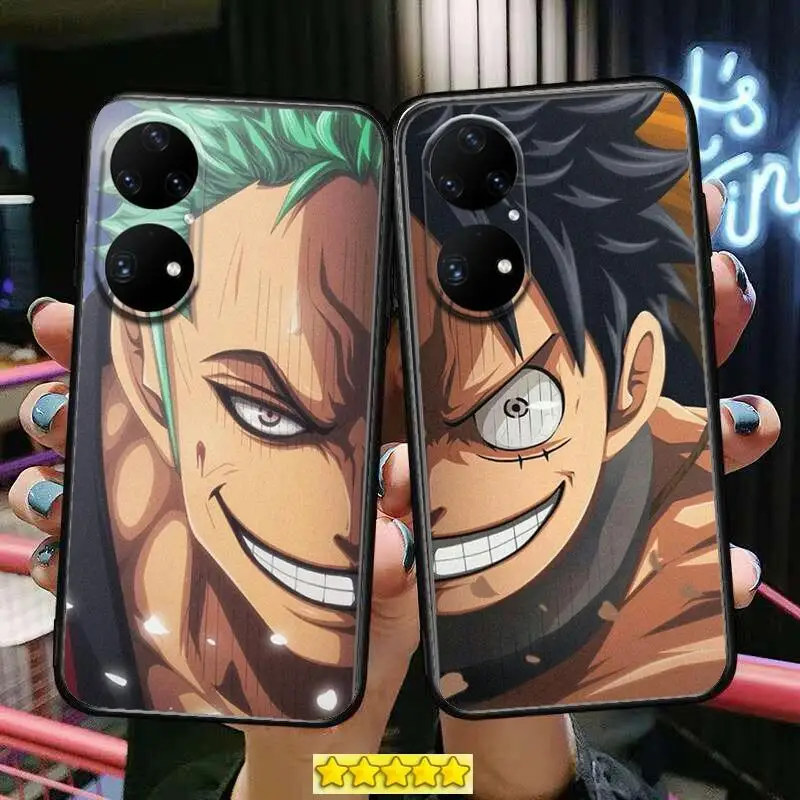 

Luffy Zoro One piece Phone Case For Huawei p50 P40 p30 P20 10 9 8 Lite E Pro Plus Black Etui Coque Painting Hoesjes comic fas