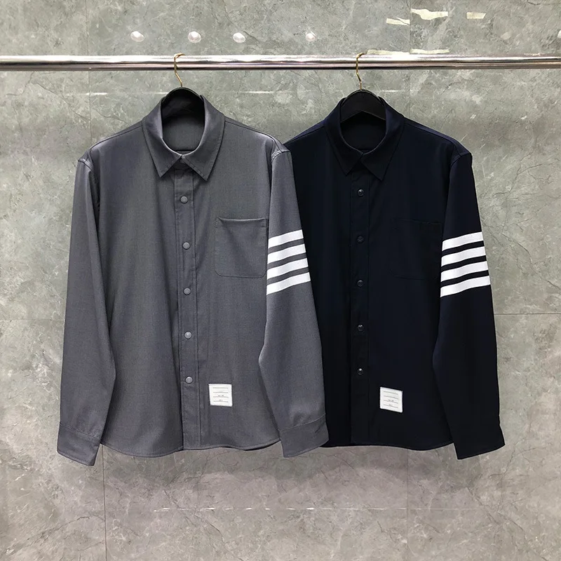 

Man Casual Jacket New Cardigans Clothing Loose Spring Autumn Turn-Down Collar Shirts Striped Casual Coat Jacket Men