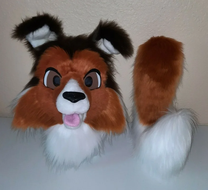 Dog Fursuit Partial Animal Costume Mascot Head and Tail |