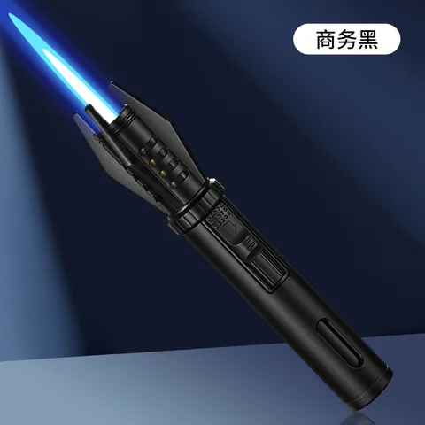Мощная металлическая газовая зажигалка, ветрозащитная кухонная горелка для приготовления пищи, струя пламени, аксессуары для курения барбекю, зажигалки для сигар, мужской подарок
