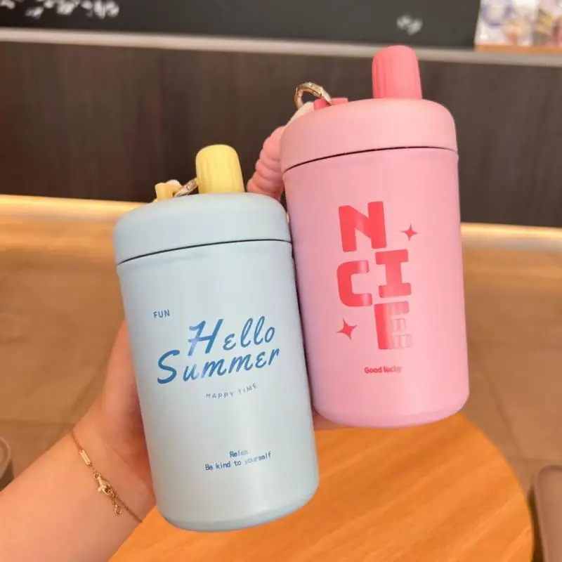 

With Thermal Insulation Straw Straight Cup Food Grade Water Bottle Stainless Steel Portable Vacuum Cup Wholesale Thermos Mug Hot