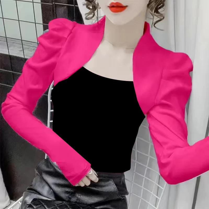 

Women's Spring And Autumn New Fashion Self-cultivation Fake Two-piece Coat Long Sleeve Color Matching Chiffon Shir DD2850