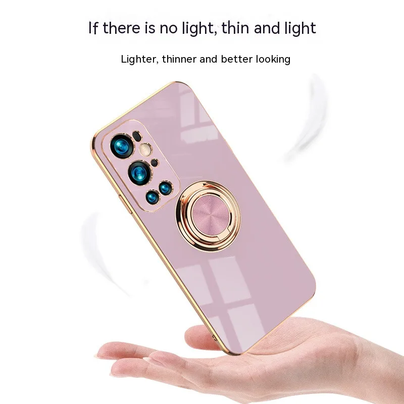 6D Luxury Shockproof Case For Oneplus 9 9pro soft plating Cover two-color For Oneplus 9pro cases With ring holder