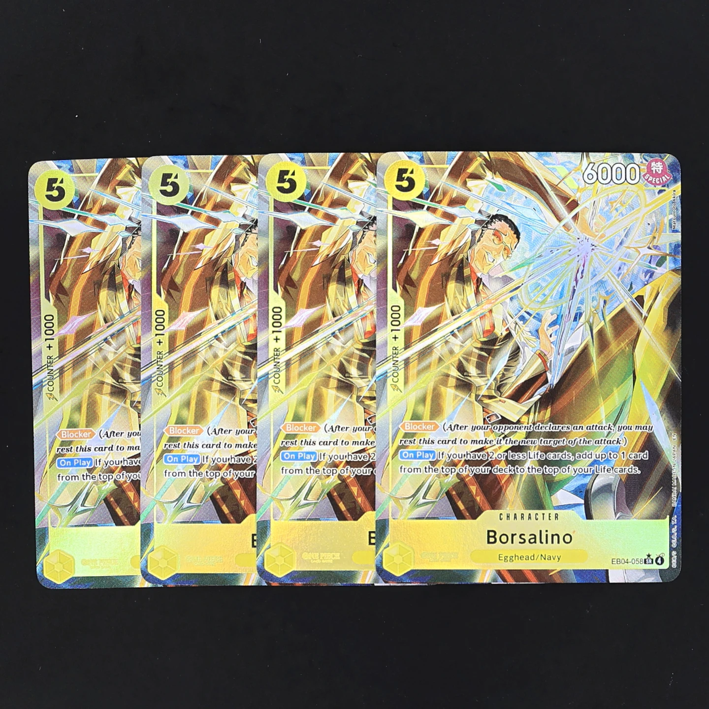 Фото Коллекционная карта EB04-058-Borsalino One Piece TCG OPCG, английская версия, SR, игровой набор, 5-й уровень стоимости, желтая, с текстурной фольгой, аниме-карта №1