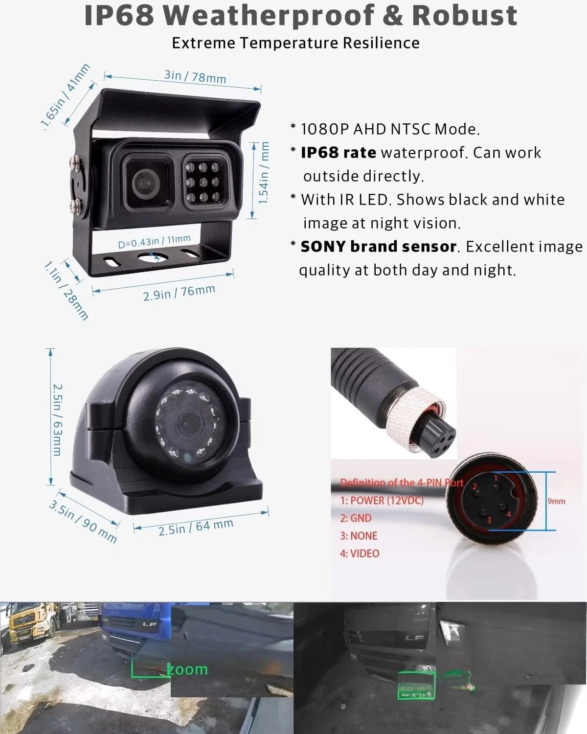 Фото Автомобильный видеорегистратор WiFi 1080P с 4-сторонними/задними ИК-камерами, 7-дюймовым экраном и удаленным просмотром в реальном времени №4