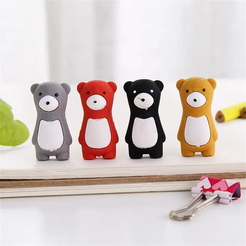 

Cute Pencil Eraser Cartoon Standing Bear Shaped Novelty Eraser For Kids School Supplies Student Office Stationery