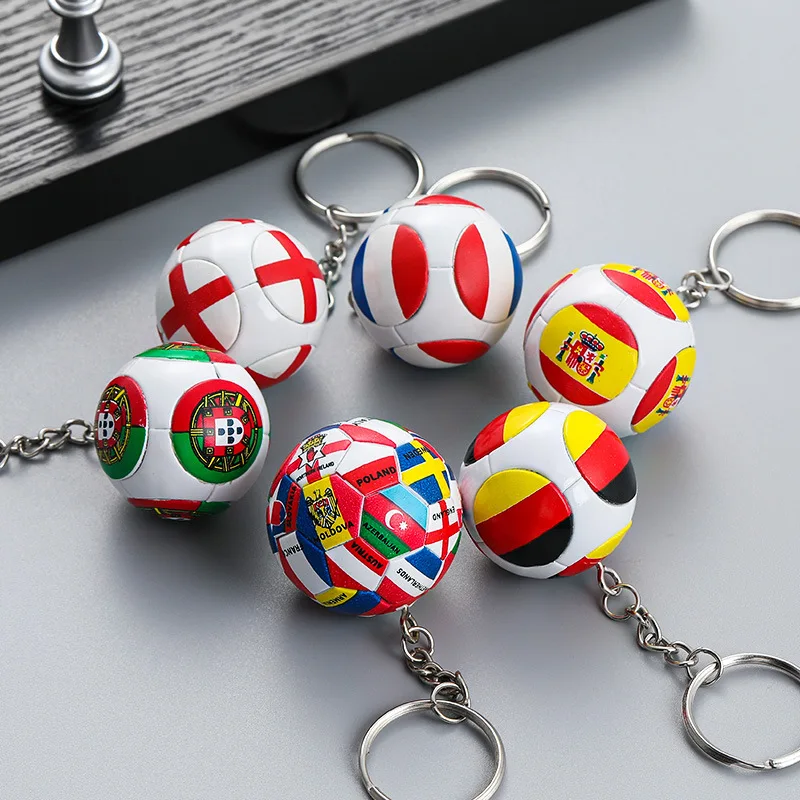 

New World Flag Football Keychain Country Soccer Club Fans Keyring Car Key Chains Souvenir Bag Pendant Accessories Gifts