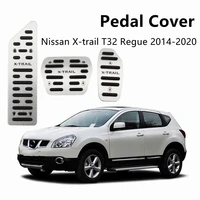 stainless steel car gas brake footrest pedals cover with logo at for nissan x trail xtrail t32 regue 2014 2020 stainless steel