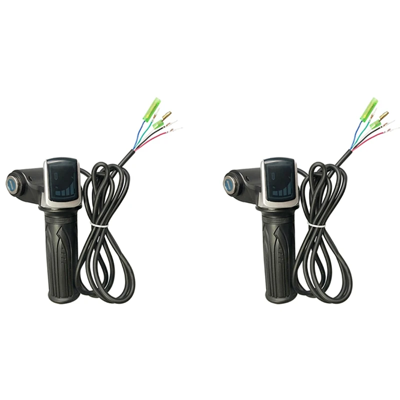 

2X Bike Twist Throttle For Electric Bike Throttle 60V Gas Handle Throttle LCD Display Lock Key
