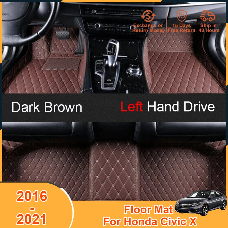 

2016-2021 Foot Pad for Honda Civic X 2016 2017 2018 2019 2020 2021 Accessories Floor Mats Carpets Cover Non-Slip XPE Leather