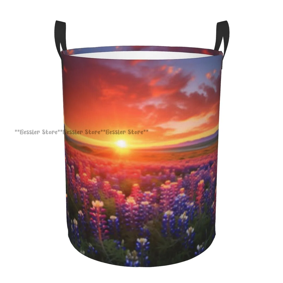 Корзина для белья Sunset Over Field Lupine Flower в Колорадо США круглая корзина хранения