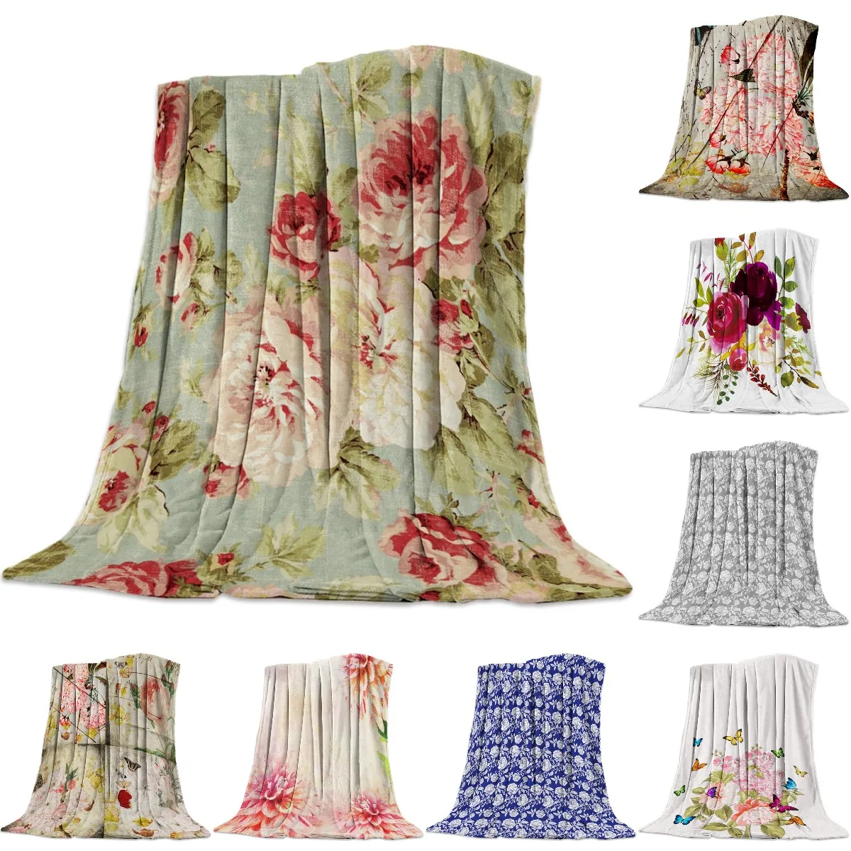 

Peony Flower Blanket Bed Cover Flannel Fleece Throws Travel Cover Wrap Personalized Durable Soft Warm Chair Hall Home Blankets