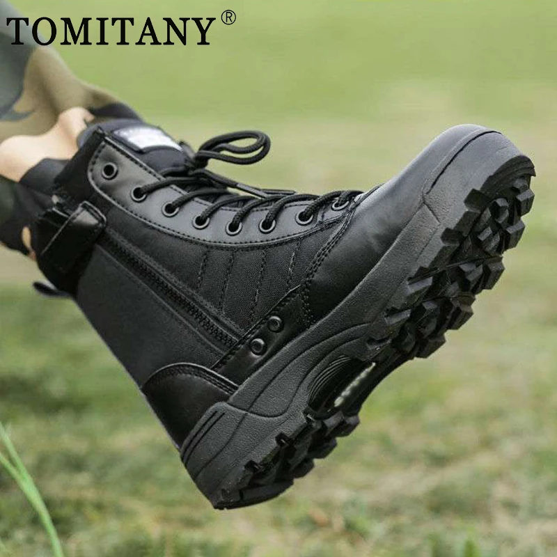 Men's Military Boot Combat Mens Breathable Mesh Camo Ankle Boots Tactical Army Boot Hiking Shoes Work Safety Shoe Motocycle Boot