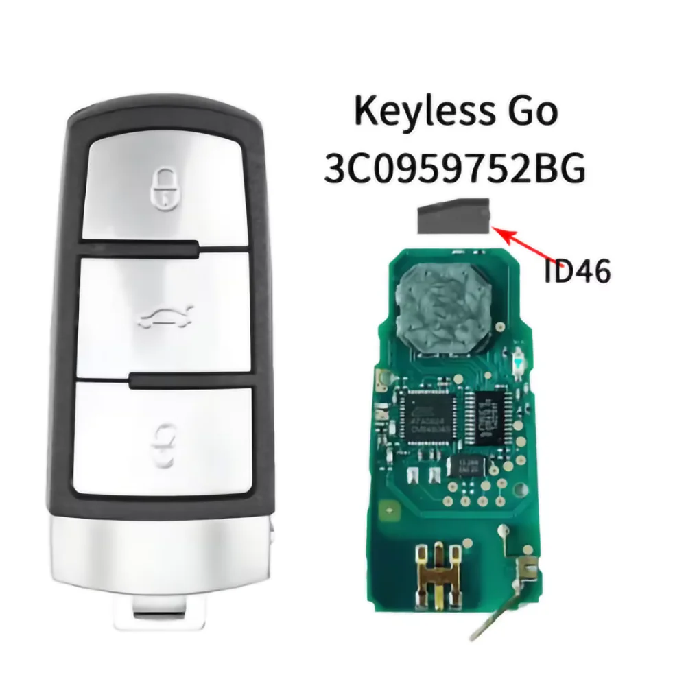 

SILY 3C0959752BA ID48/46 3C0959752BG 433 МГц Half Smart/Keyless Go Автомобильный дистанционный ключ для VW Volkswagen Passat B6 CC 3C B7 Magotan