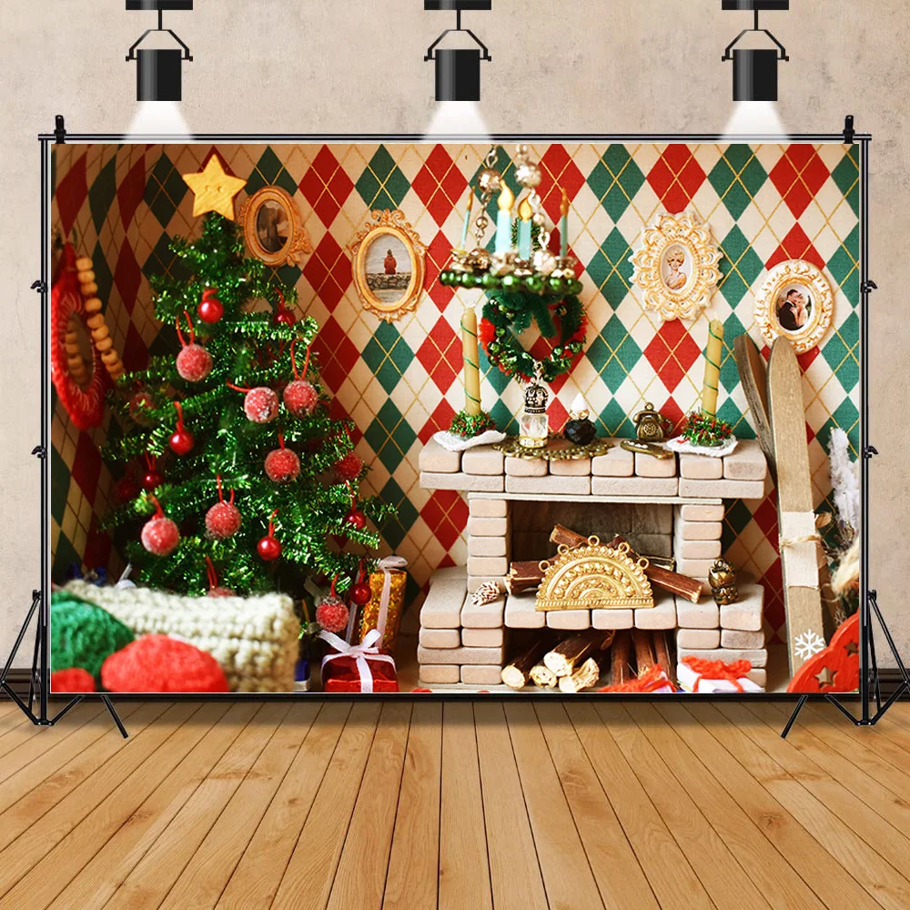 

Christmas Tree Wooden Board Flower Wreath Gift Photography Window Snowman Cinema Background Prop SDG-06