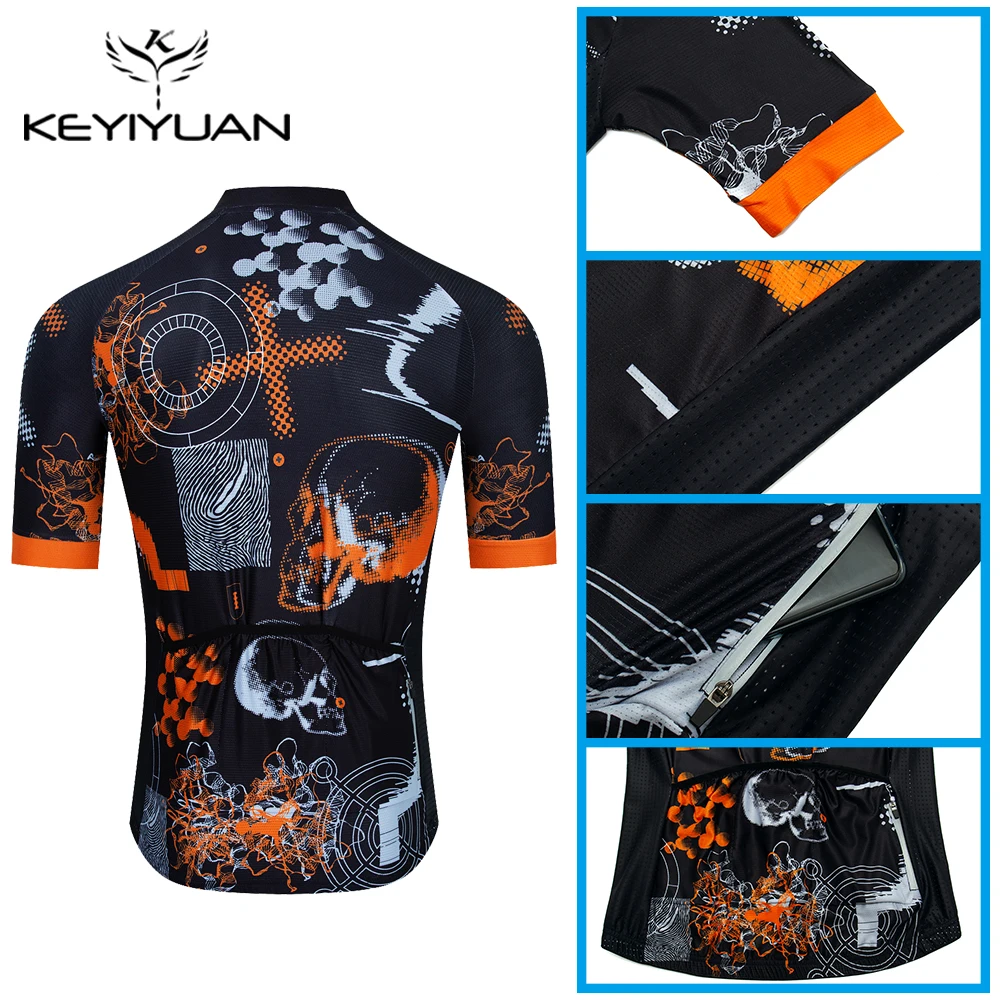 KEYIYUAN мужские велосипедные Джерси с коротким рукавом Велоспорт Мужская для