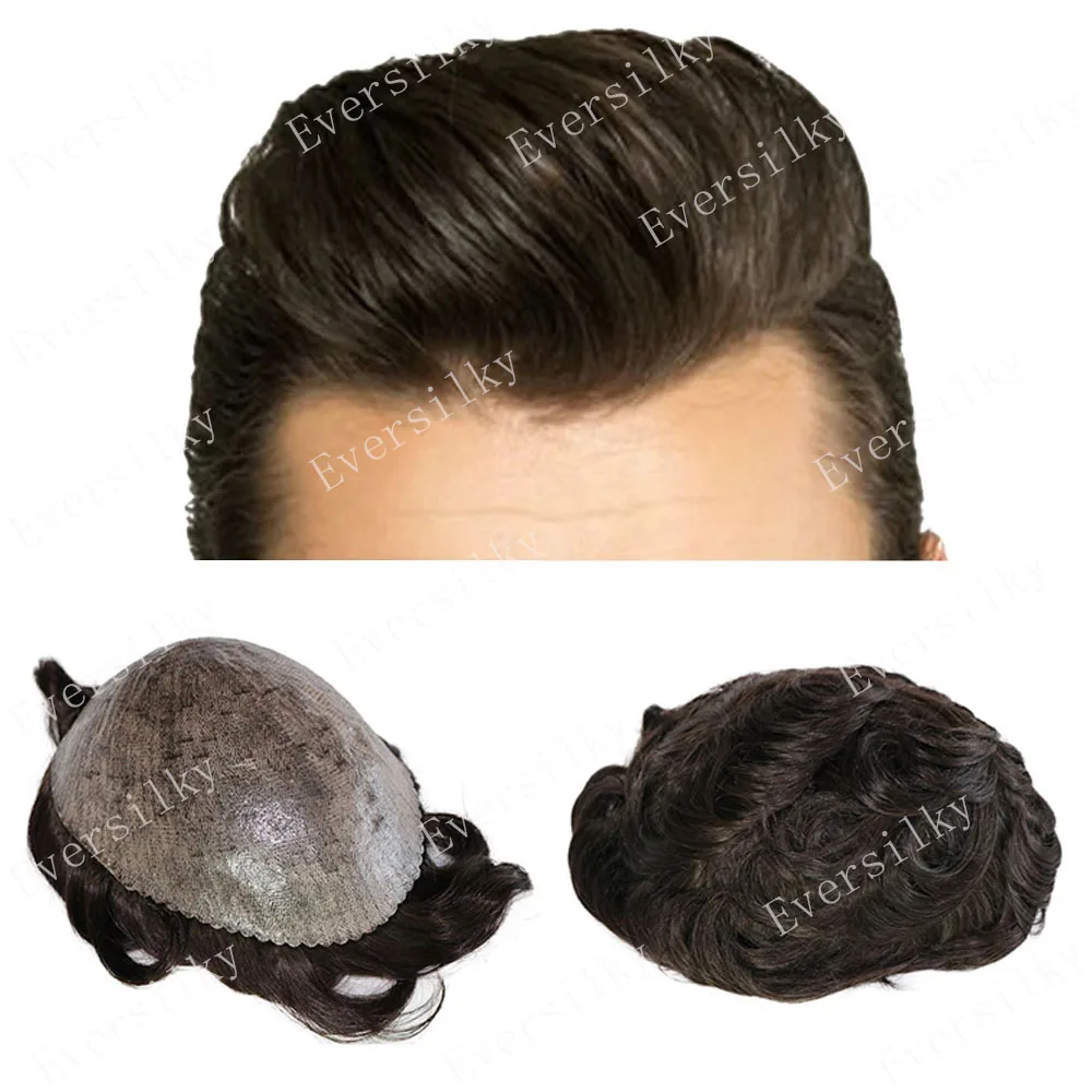 Natural Hairline Men's Wigs Super Durable Full Pu Human Hair Thin Skin Toupee Male Capillary Prosthesis Replacement System Wave