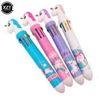 1pc cute unicorn power 10 colors multifunction chunky ballpoint pen kawaii rollerball pen school office supply gift stationery