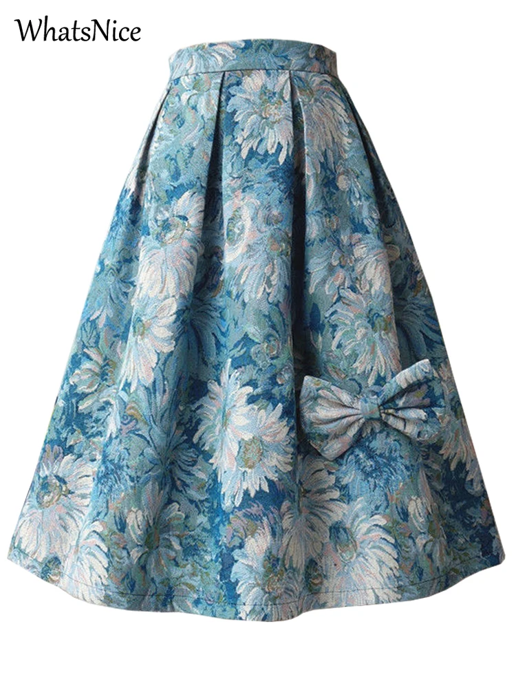 

Юбка-зонт Женская трехмерная с высокой талией, модная пикантная винтажная Свободная юбка с рисунком маслом, в французском стиле