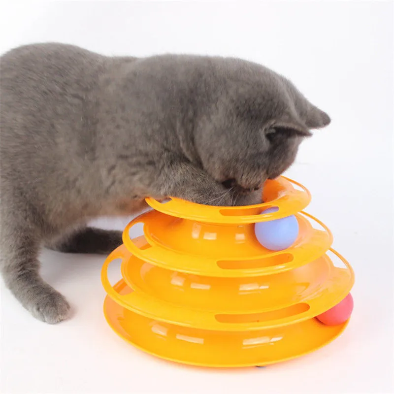 

Funny Pet Toys Cat Crazy Ball Disk Interactive Amusement Plate Play Disc Trilaminar Turntable High Quality Cat Toy Pet Supplies
