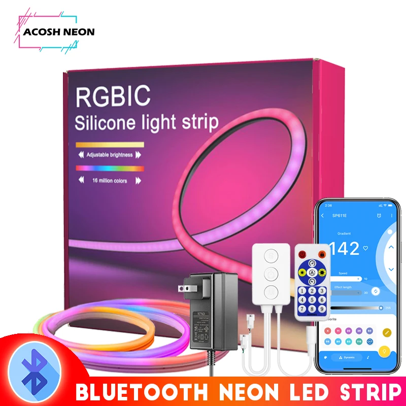 84 LEDs/M Addressable Neon LED Strip Kit With Music Sync Bluetooth 10M LED Neon Lights Flex for Christmas Halloween Room Décor