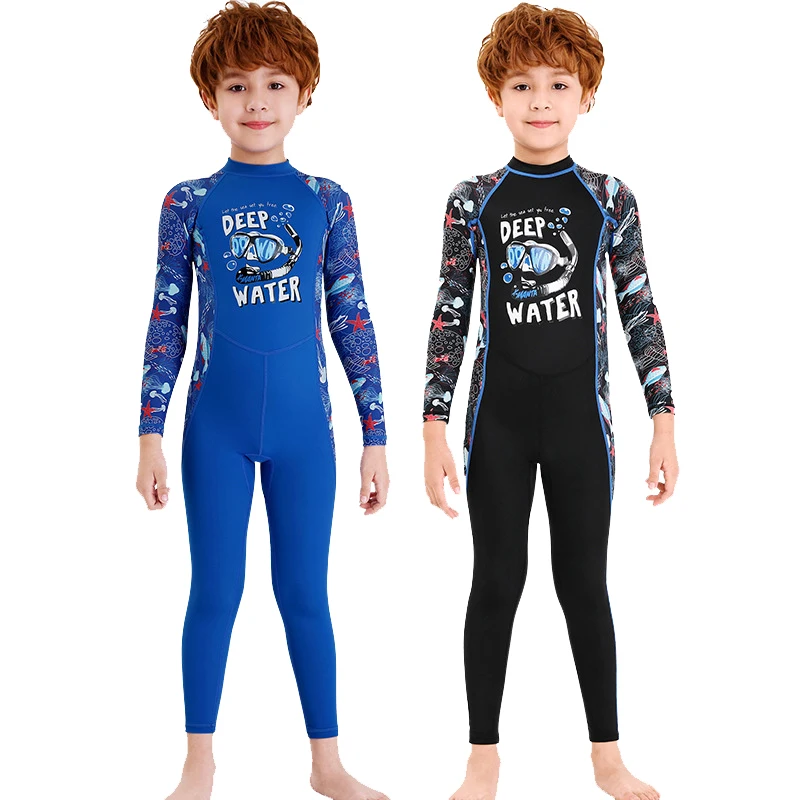 

Kids Boys One Pieces Swimsuit LONG Sleeve Surf Swimwear Swimming Suit Rash Guard Cartoon Spandex UPF 50+ 3 to 14 Years